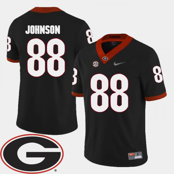 Men's #88 Toby Johnson Georgia Bulldogs For 2018 SEC Patch College Football Jersey - Black